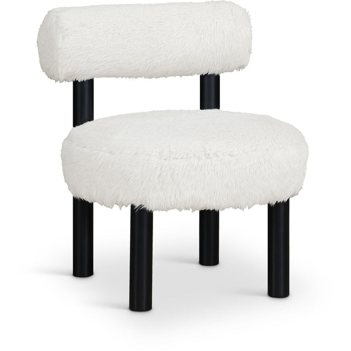 Ambre Vegan Shearling Fabric Upholstered Accent Chair — Cream / Black