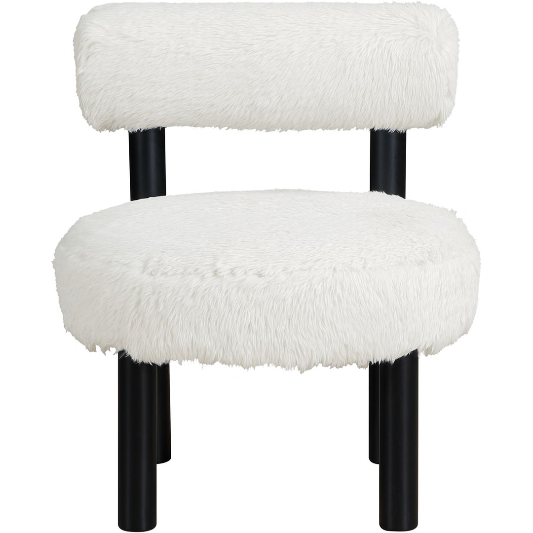 Ambre Vegan Shearling Fabric Upholstered Accent Chair — Cream / Black