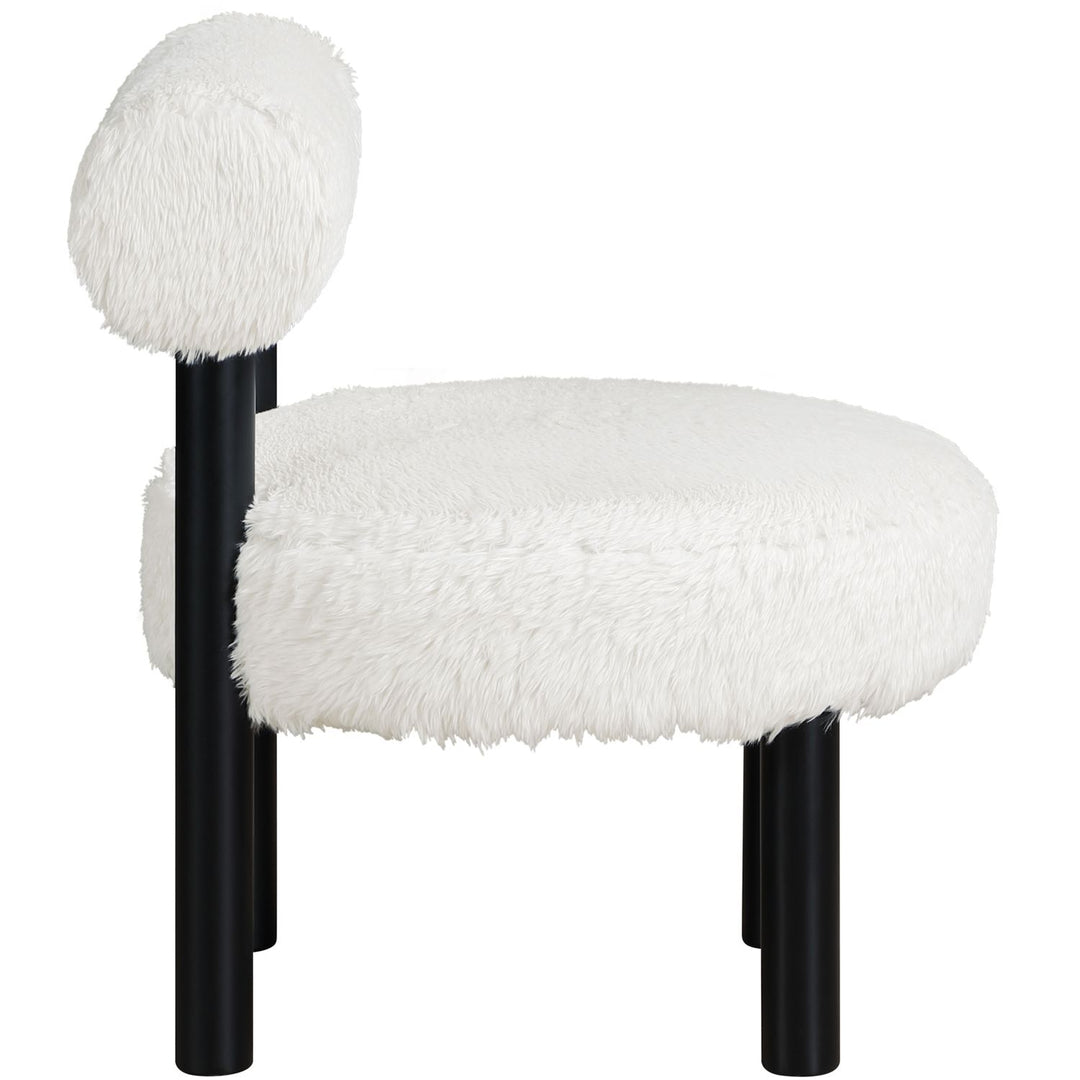 Ambre Vegan Shearling Fabric Upholstered Accent Chair — Cream / Black