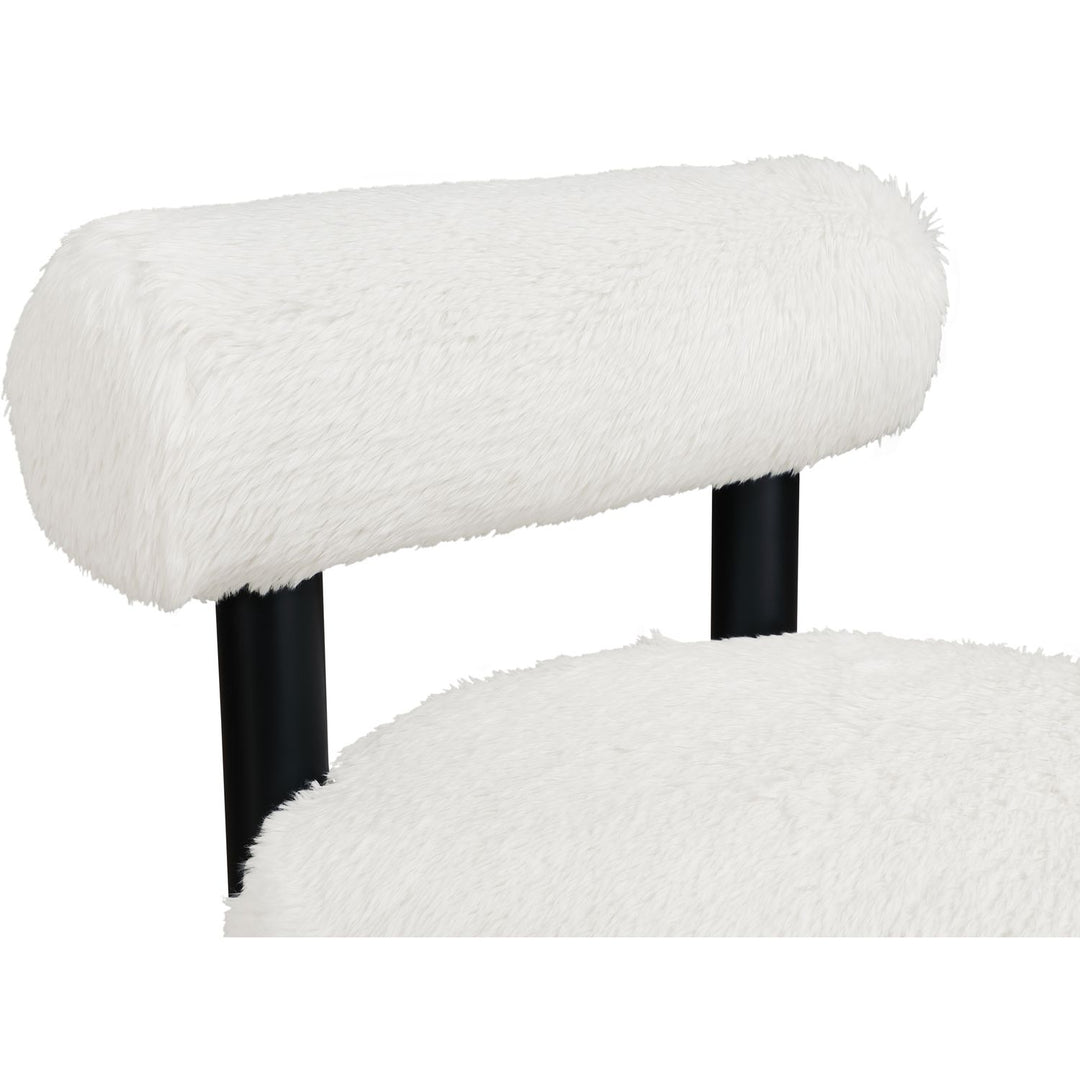Ambre Vegan Shearling Fabric Upholstered Accent Chair — Cream / Black