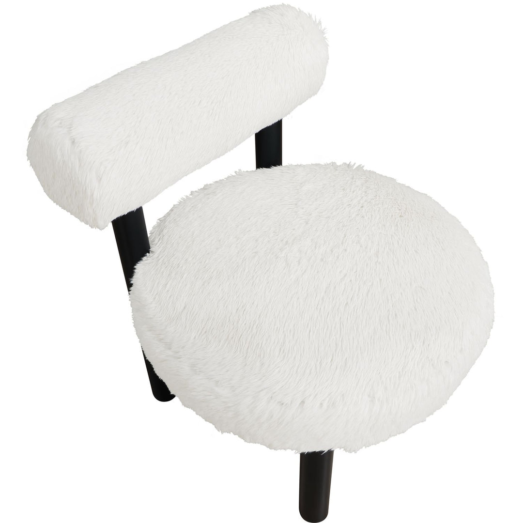 Ambre Vegan Shearling Fabric Upholstered Accent Chair — Cream / Black