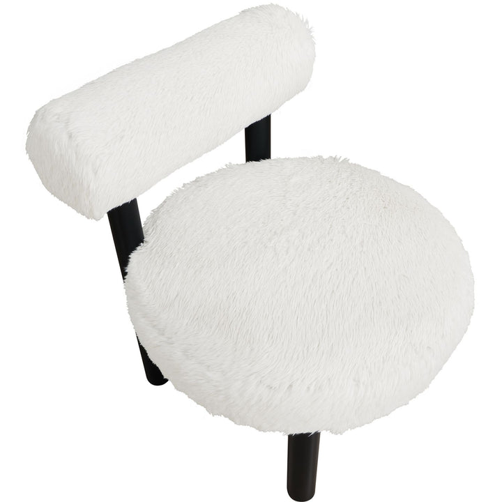 Ambre Vegan Shearling Fabric Upholstered Accent Chair — Cream / Black