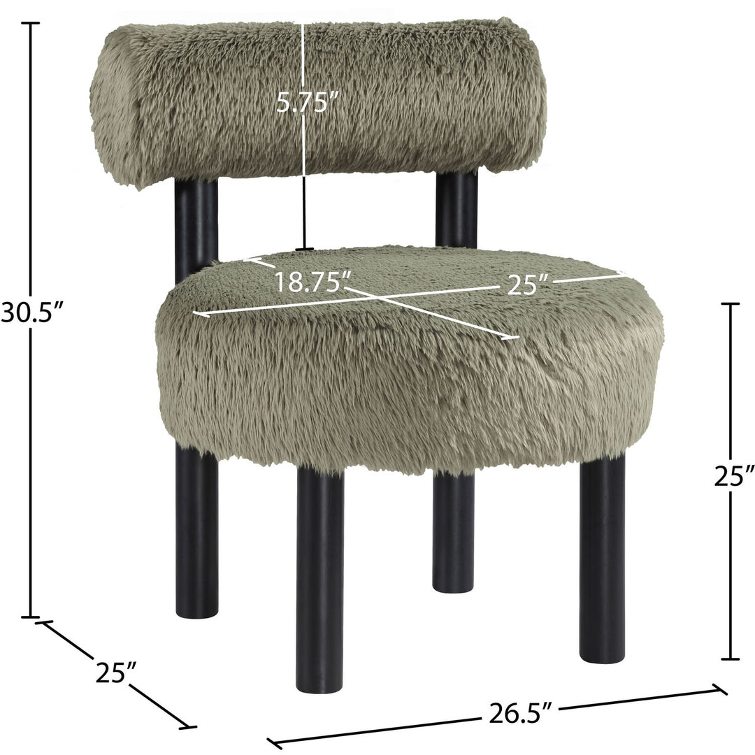 Ambre Vegan Shearling Fabric Upholstered Accent Chair — Green / Black