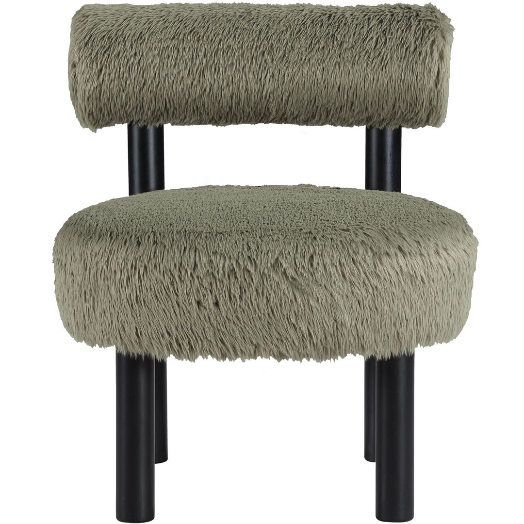 Ambre Vegan Shearling Fabric Upholstered Accent Chair — Green / Black