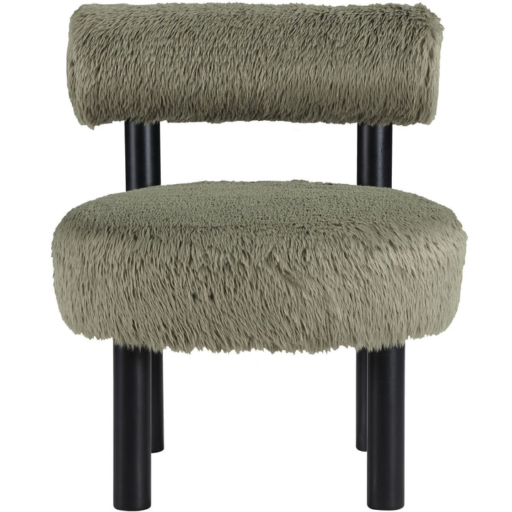 Ambre Vegan Shearling Fabric Upholstered Accent Chair — Green / Black