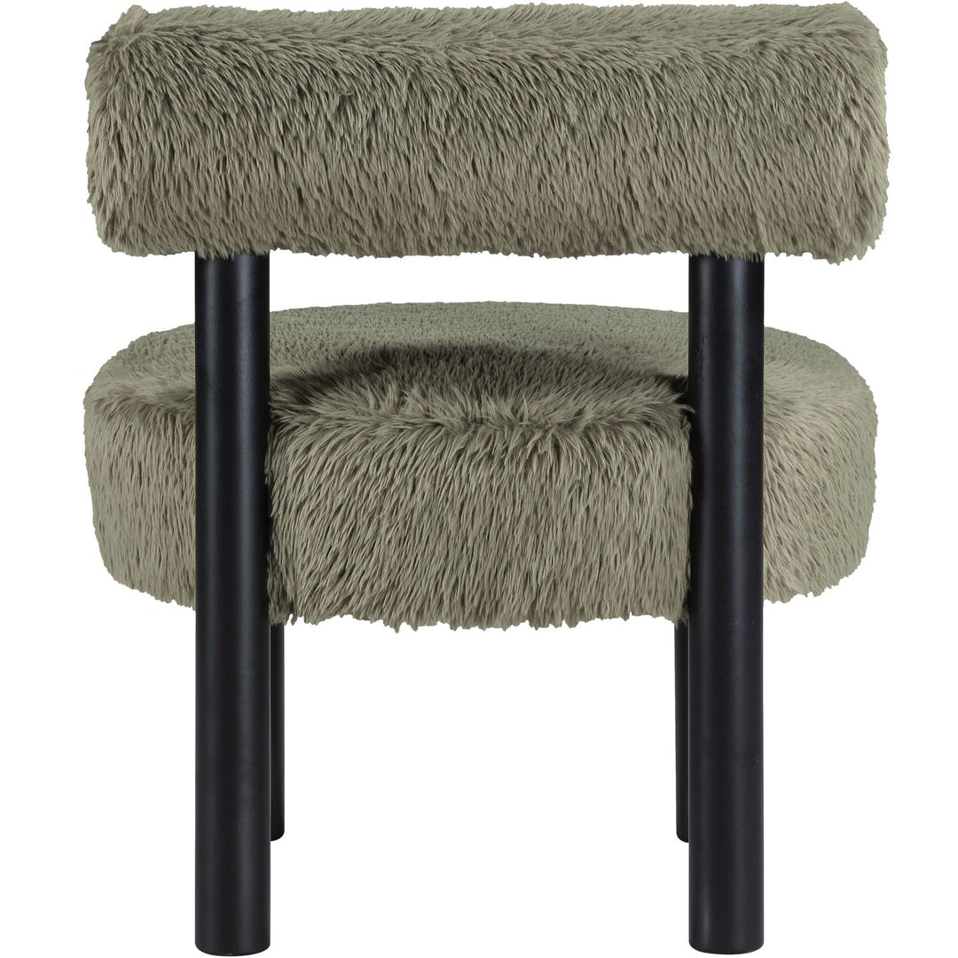 Ambre Vegan Shearling Fabric Upholstered Accent Chair — Green / Black
