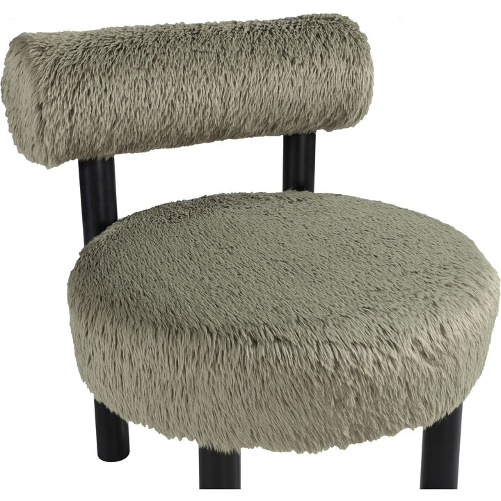 Ambre Vegan Shearling Fabric Upholstered Accent Chair — Green / Black