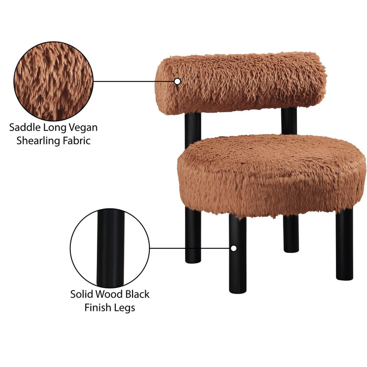 Ambre Vegan Shearling Fabric Upholstered Accent Chair — Saddle / Black