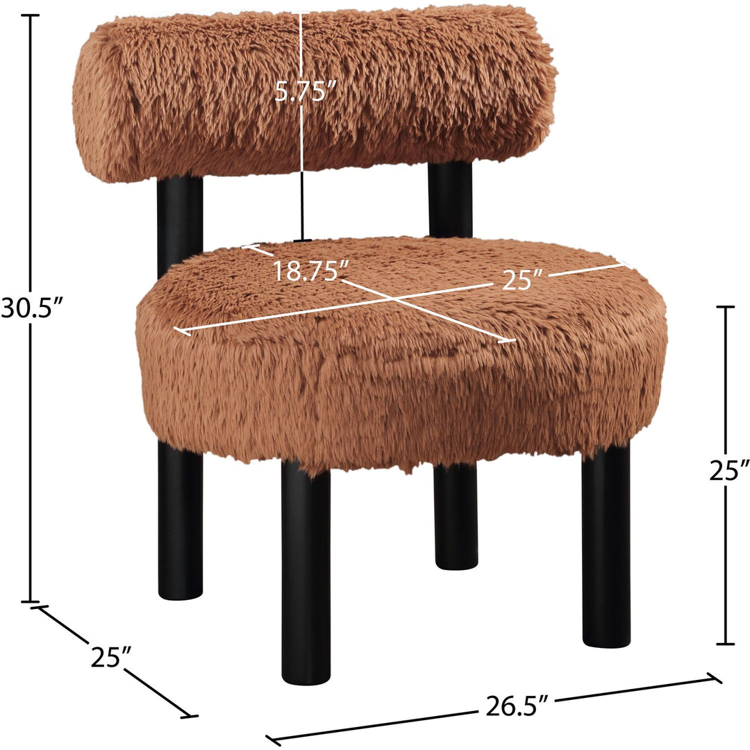 Ambre Vegan Shearling Fabric Upholstered Accent Chair — Saddle / Black