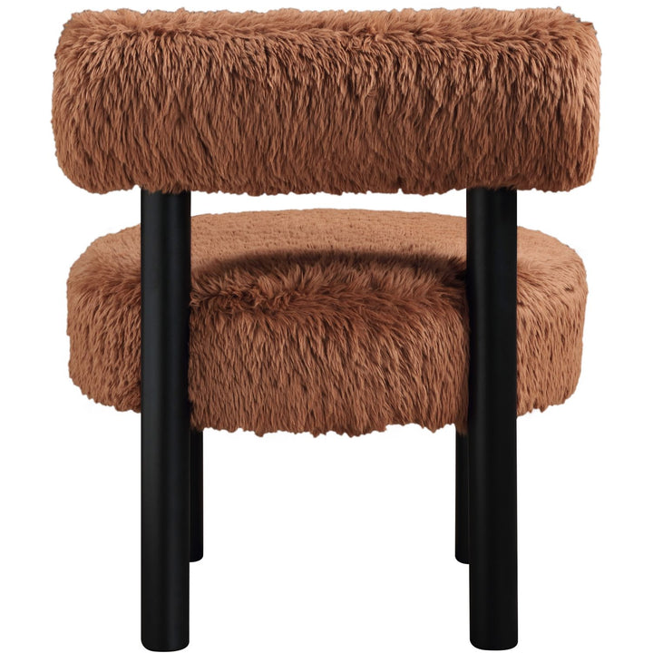 Ambre Vegan Shearling Fabric Upholstered Accent Chair — Saddle / Black