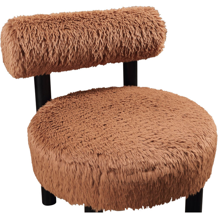Ambre Vegan Shearling Fabric Upholstered Accent Chair — Saddle / Black