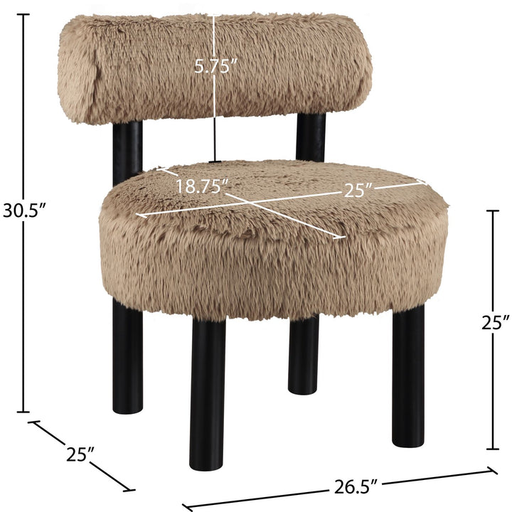 Ambre Vegan Shearling Fabric Upholstered Accent Chair — Tan / Black
