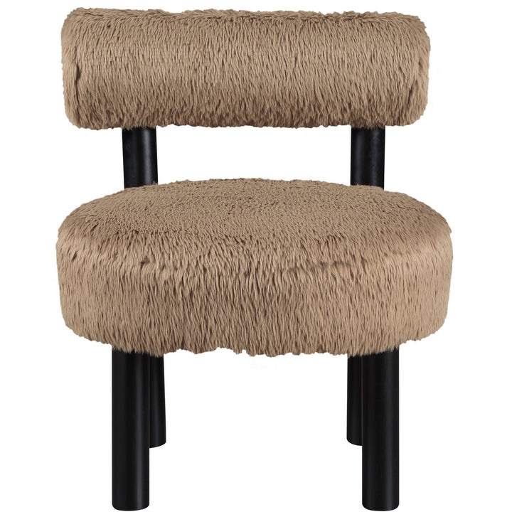 Ambre Vegan Shearling Fabric Upholstered Accent Chair — Tan / Black