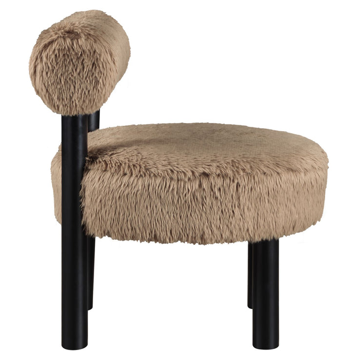 Ambre Vegan Shearling Fabric Upholstered Accent Chair — Tan / Black
