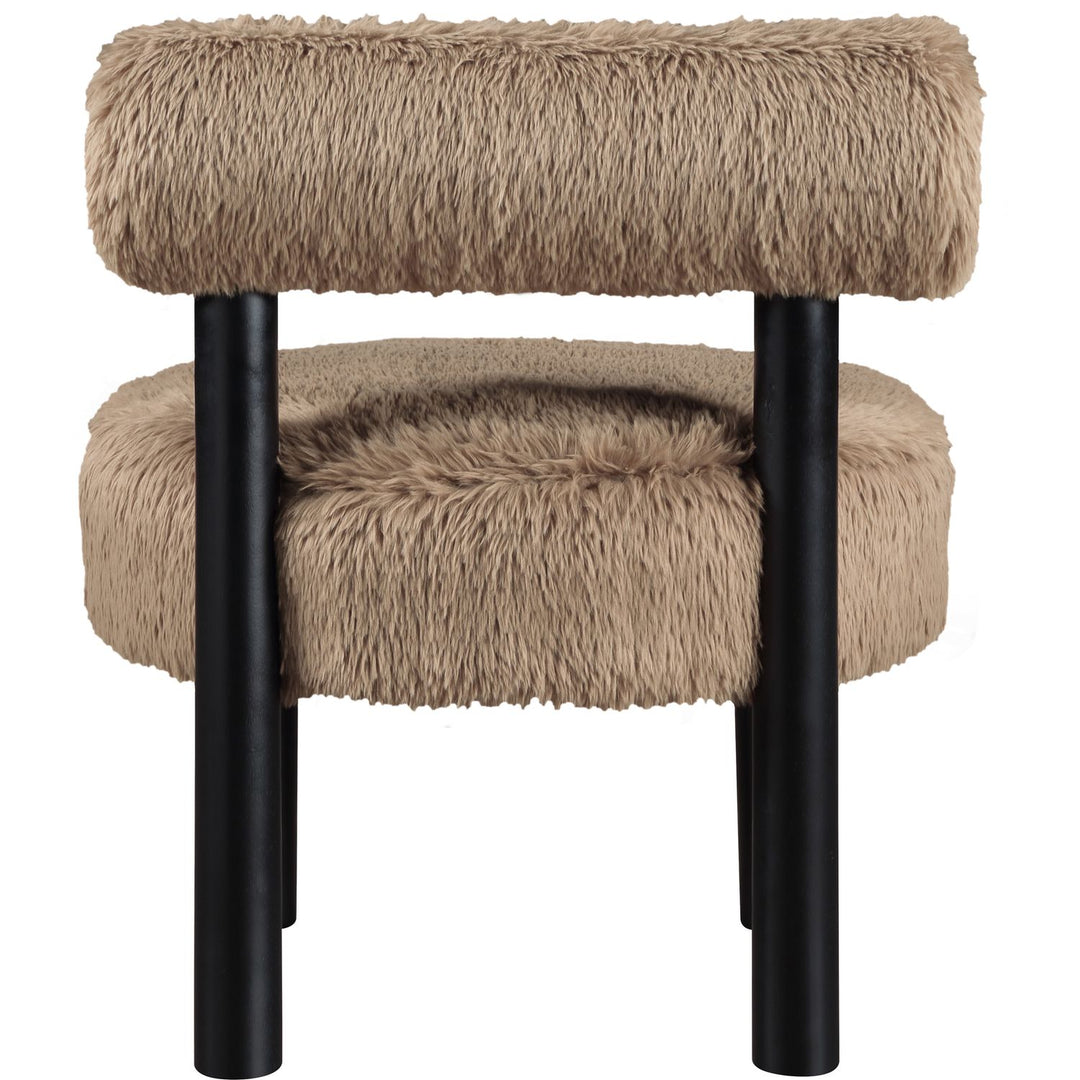 Ambre Vegan Shearling Fabric Upholstered Accent Chair — Tan / Black
