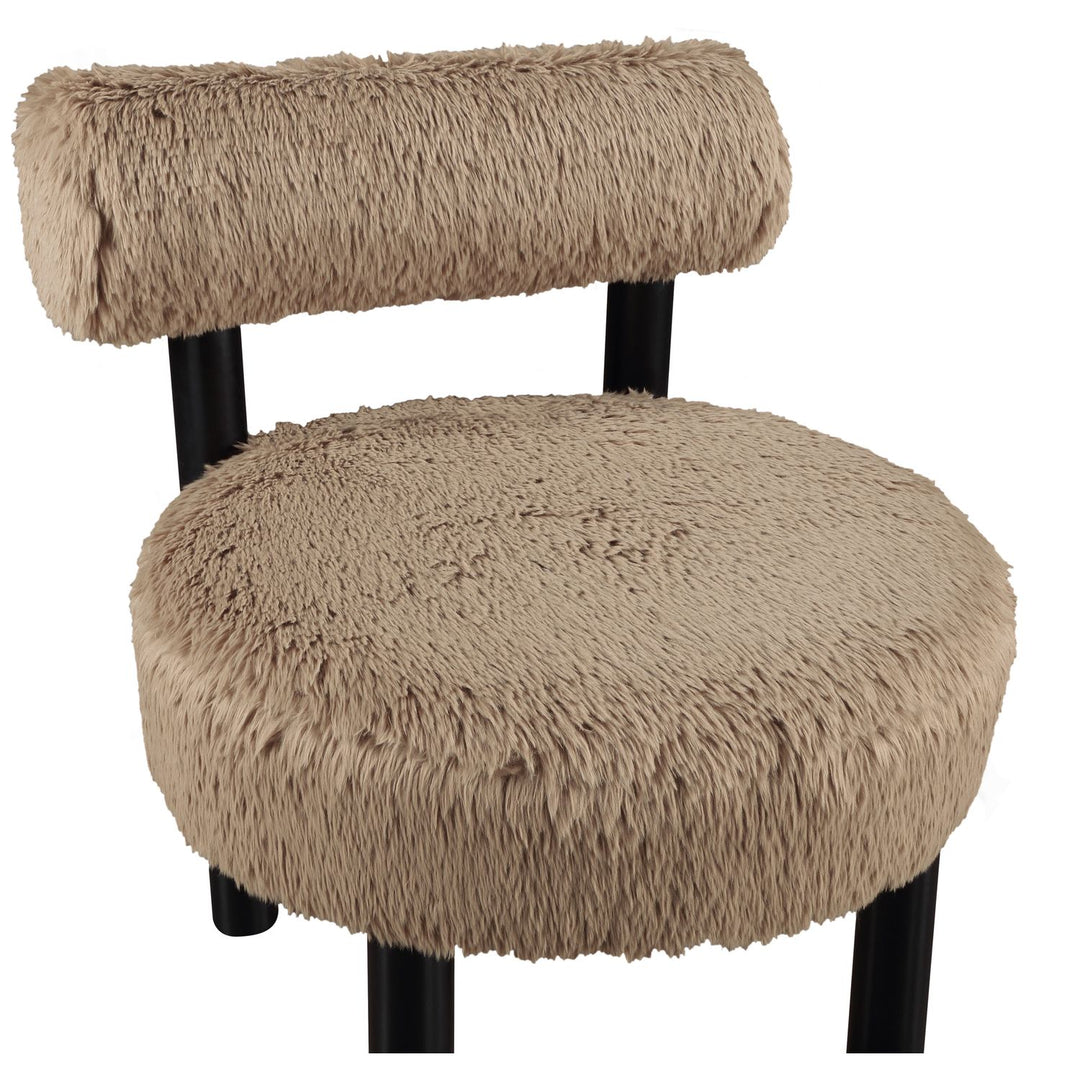 Ambre Vegan Shearling Fabric Upholstered Accent Chair — Tan / Black