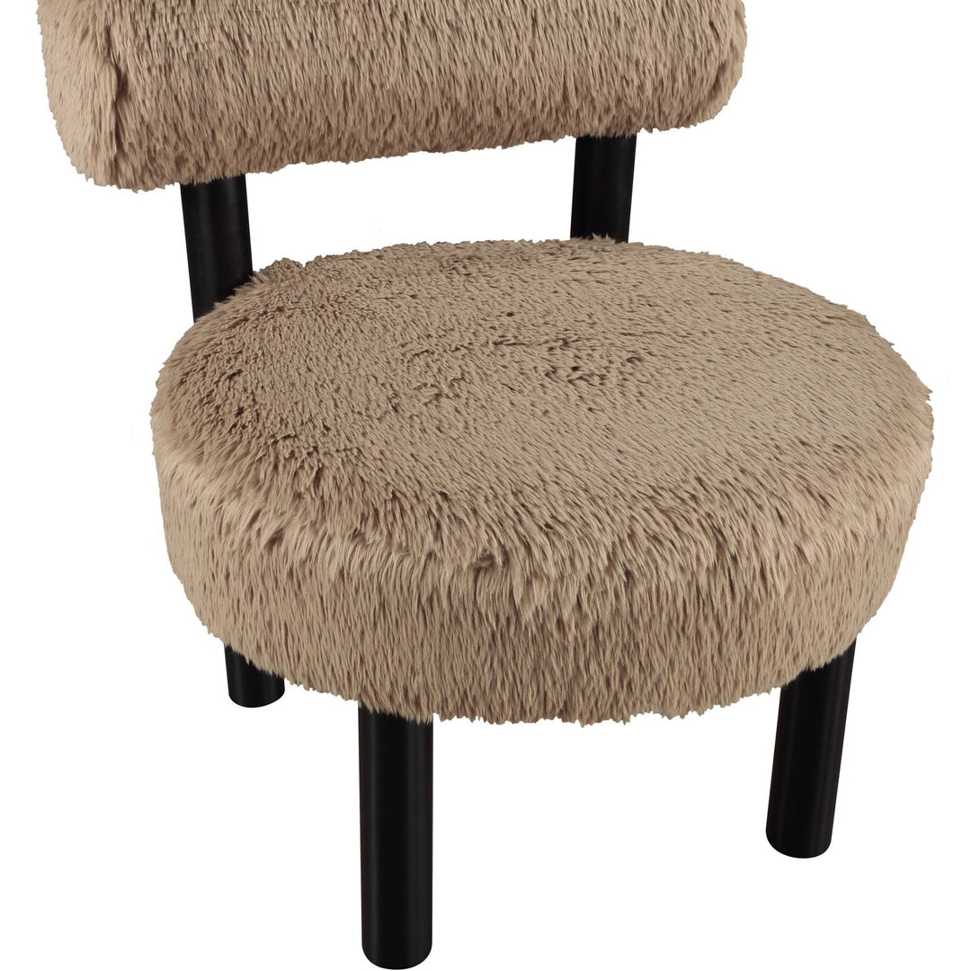 Ambre Vegan Shearling Fabric Upholstered Accent Chair — Tan / Black
