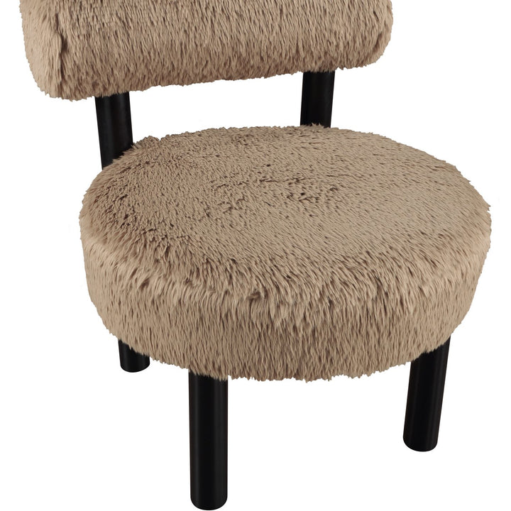 Ambre Vegan Shearling Fabric Upholstered Accent Chair — Tan / Black