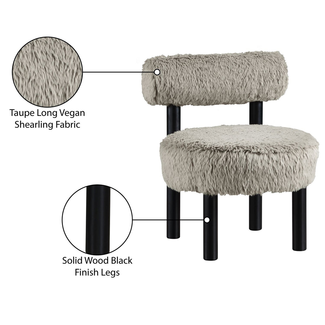 Ambre Vegan Shearling Fabric Upholstered Accent Chair — Taupe / Black