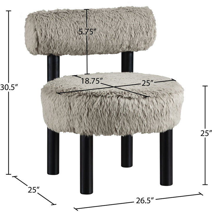 Ambre Vegan Shearling Fabric Upholstered Accent Chair — Taupe / Black