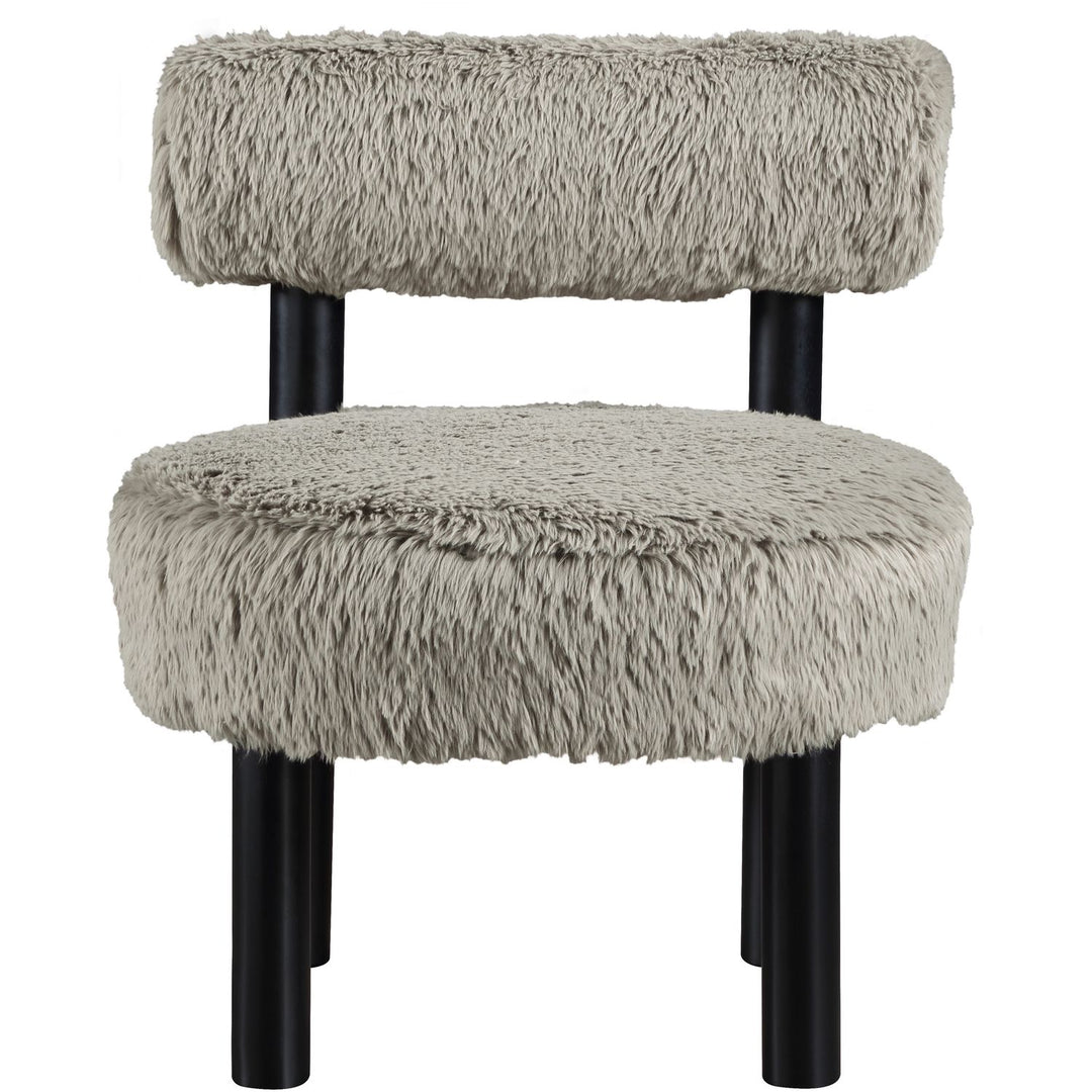 Ambre Vegan Shearling Fabric Upholstered Accent Chair — Taupe / Black