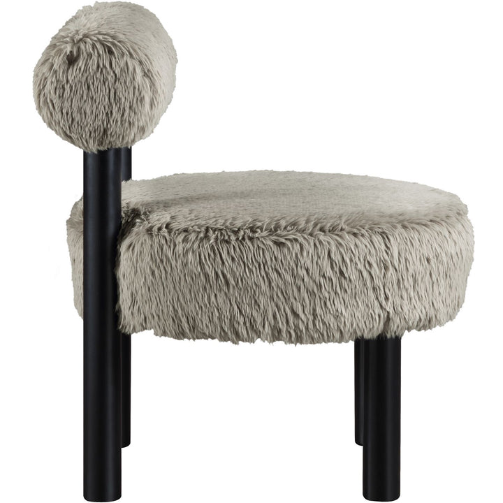 Ambre Vegan Shearling Fabric Upholstered Accent Chair — Taupe / Black
