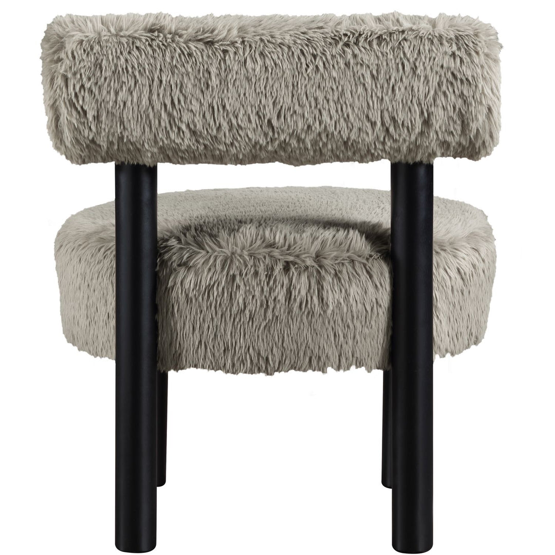 Ambre Vegan Shearling Fabric Upholstered Accent Chair — Taupe / Black