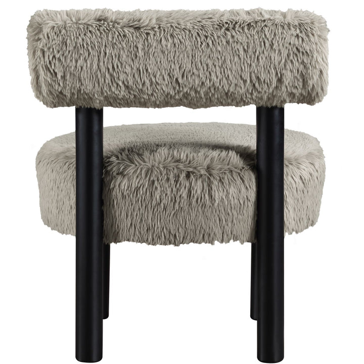 Ambre Vegan Shearling Fabric Upholstered Accent Chair — Taupe / Black