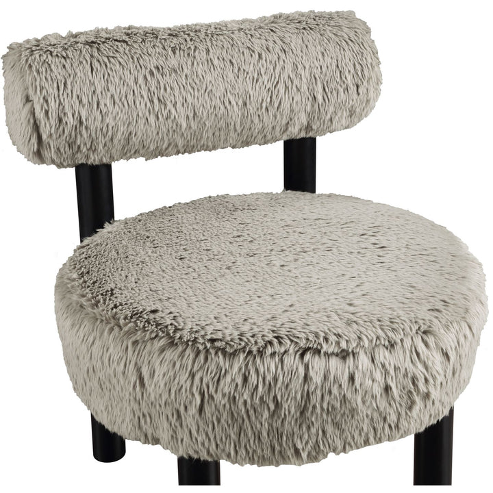 Ambre Vegan Shearling Fabric Upholstered Accent Chair — Taupe / Black