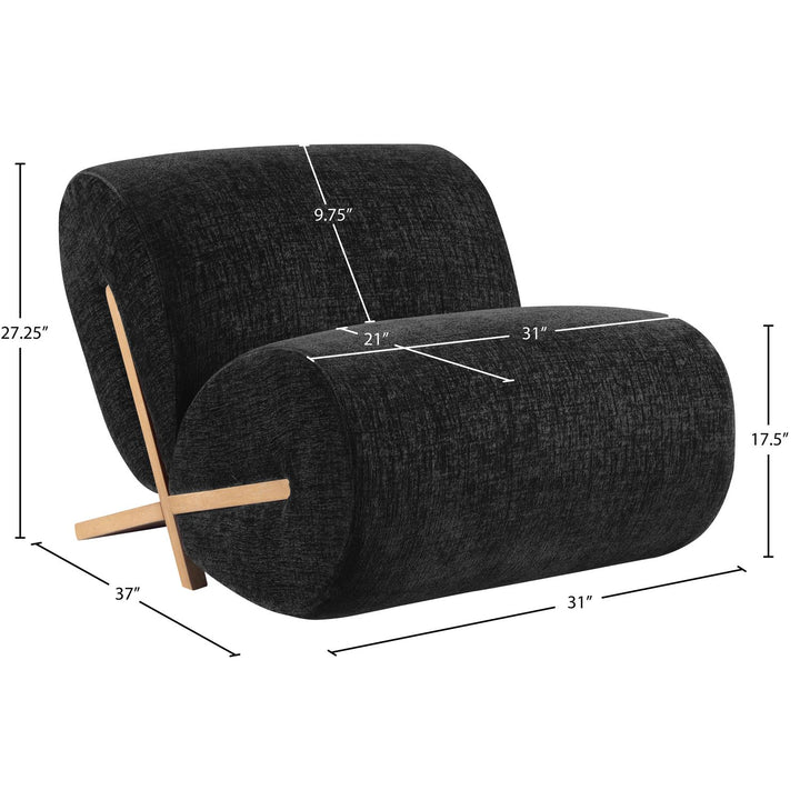 Akira Fabric Upholstered Accent Chair — Black / Natural