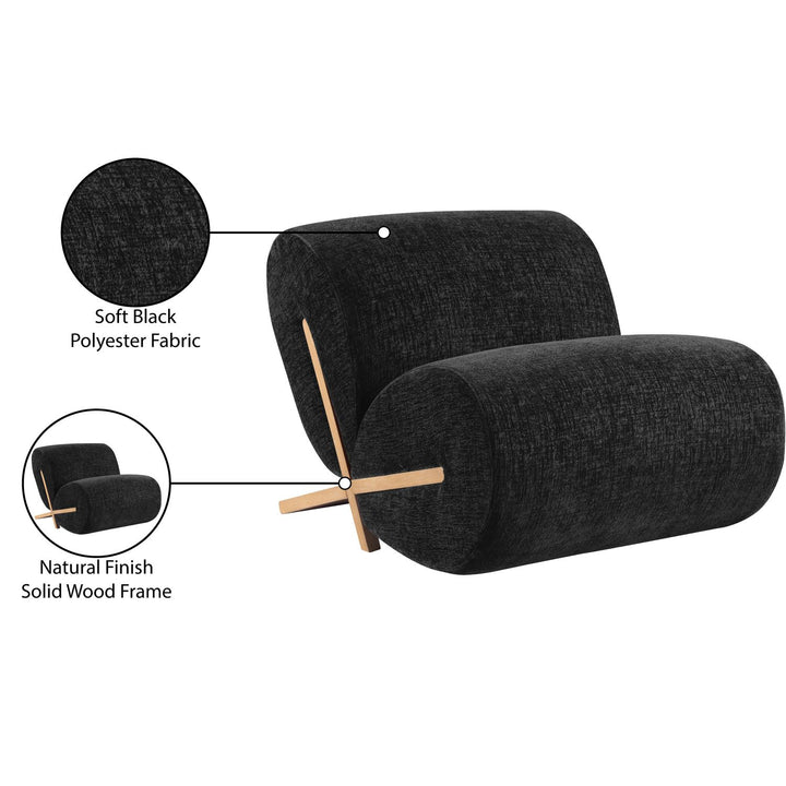 Akira Fabric Upholstered Accent Chair — Black / Natural
