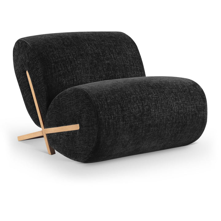 Akira Fabric Upholstered Accent Chair — Black / Natural