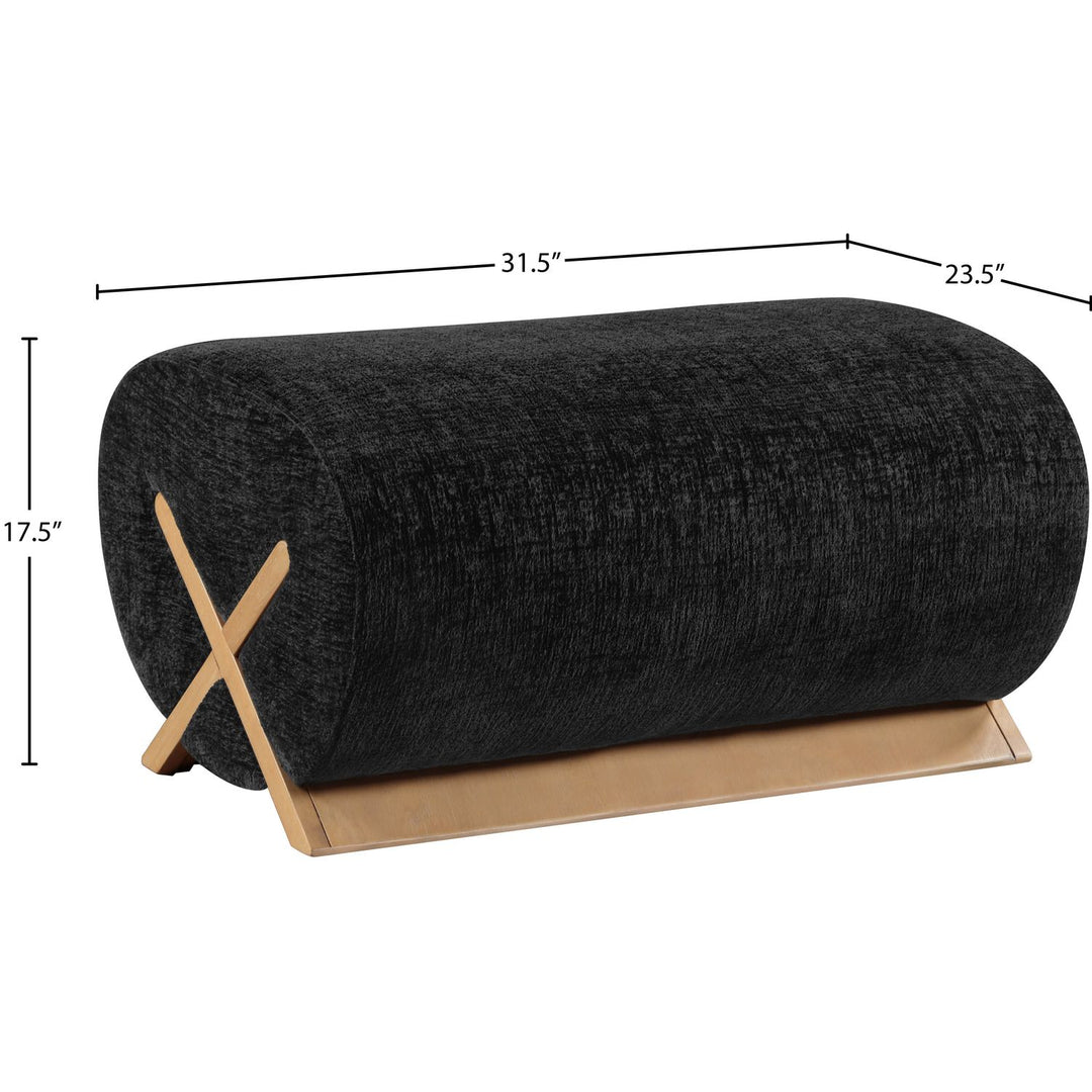 Akira Fabric Upholstered Ottoman — Black / Natural