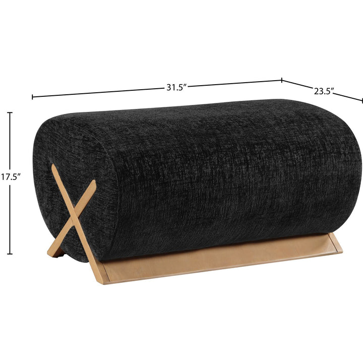 Akira Fabric Upholstered Ottoman — Black / Natural