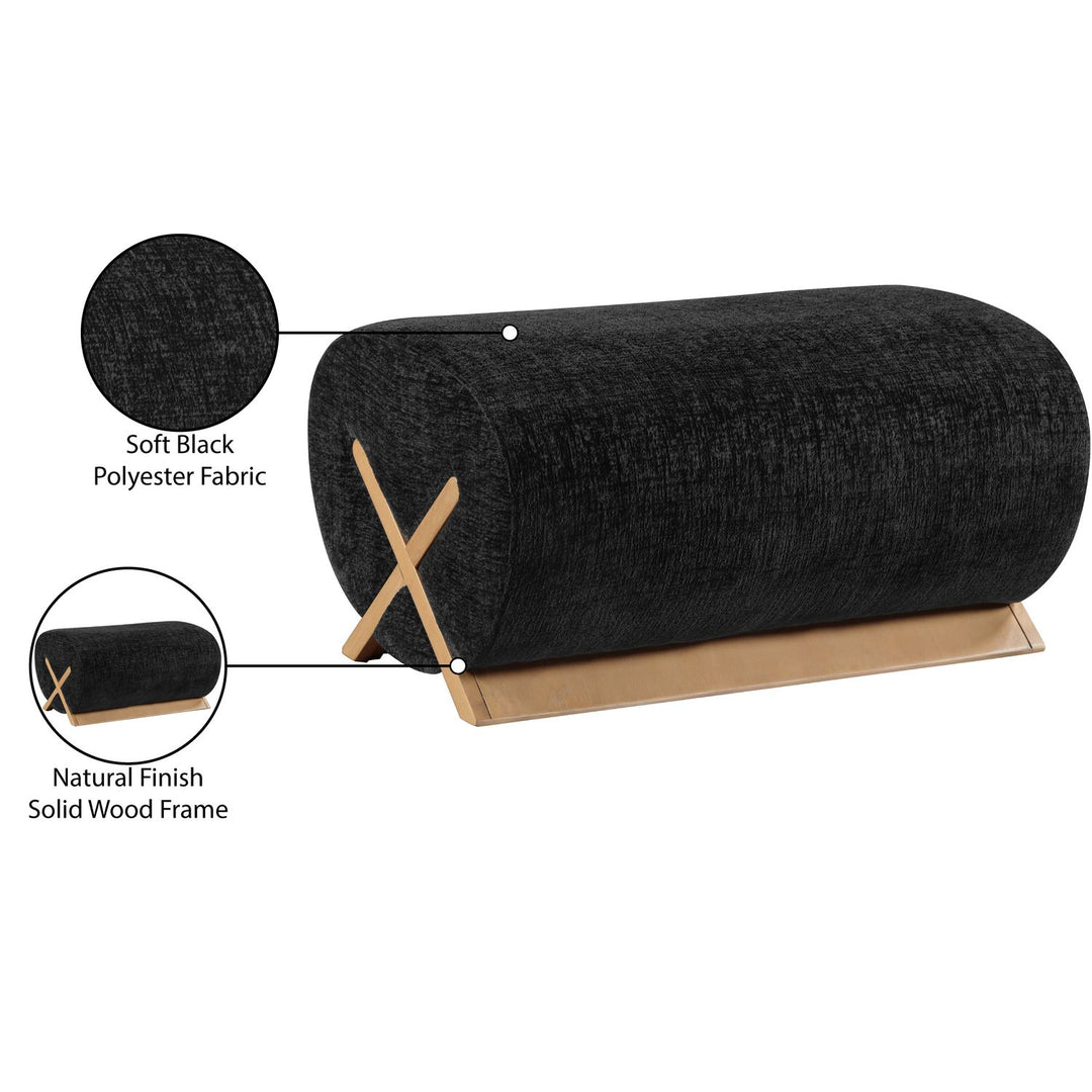 Akira Fabric Upholstered Ottoman — Black / Natural