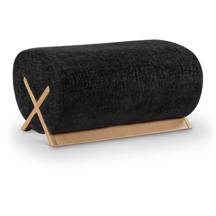Akira Fabric Upholstered Ottoman — Black / Natural
