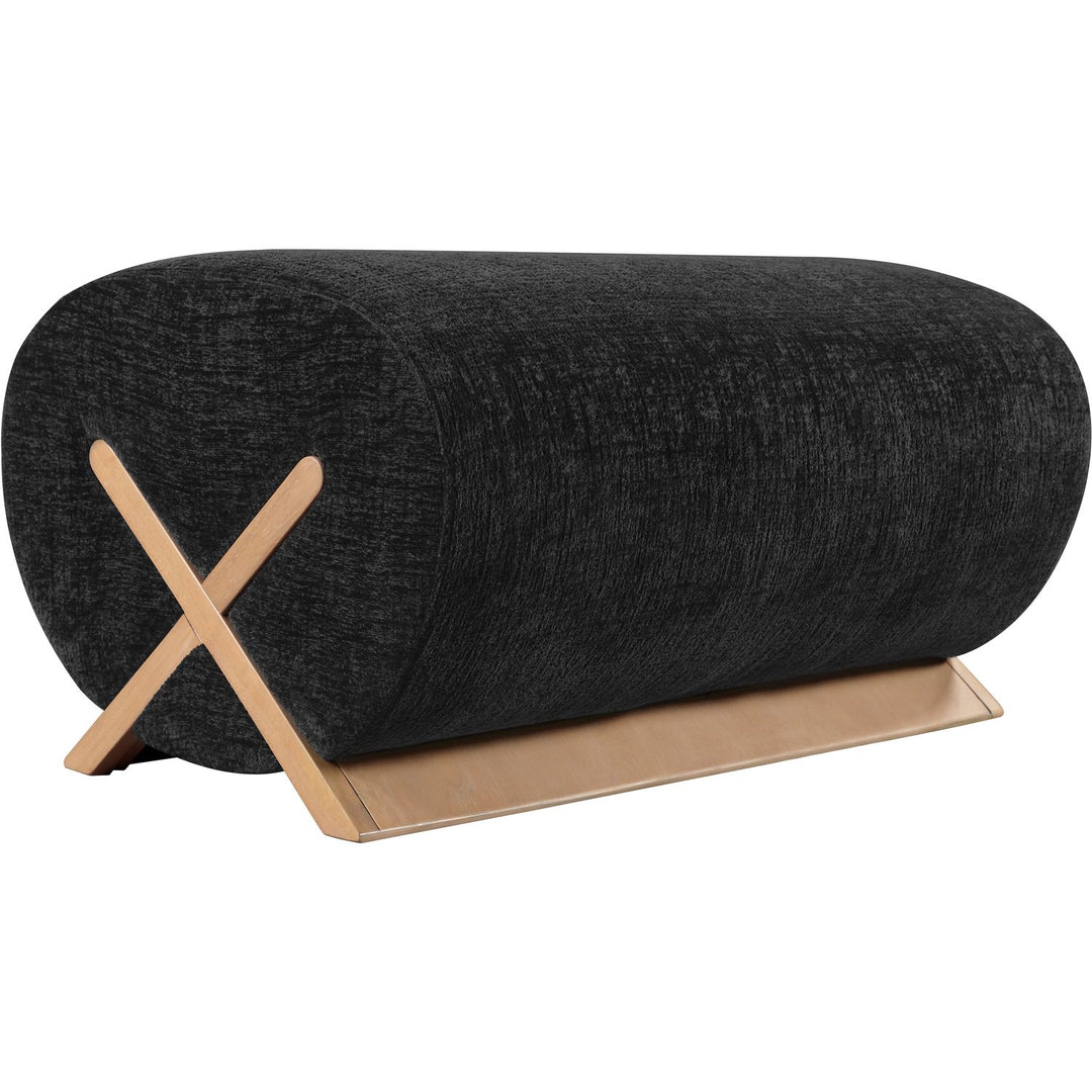 Akira Fabric Upholstered Ottoman — Black / Natural