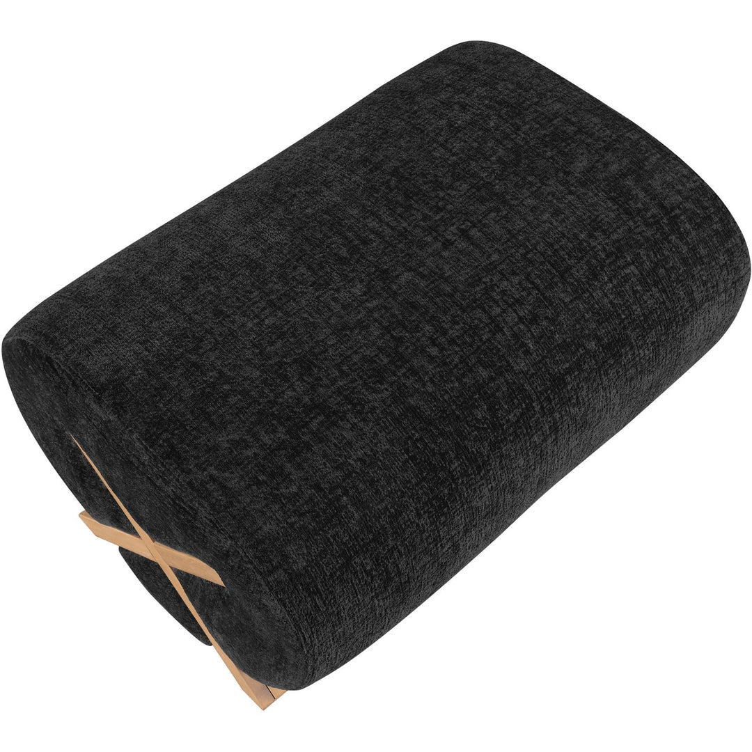 Akira Fabric Upholstered Ottoman — Black / Natural