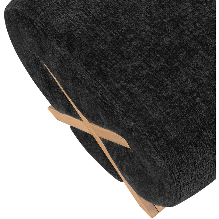 Akira Fabric Upholstered Ottoman — Black / Natural