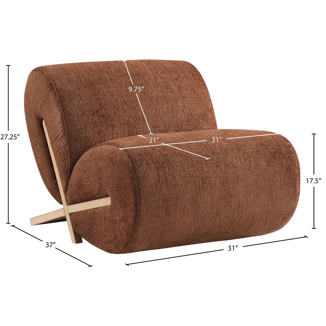 Akira Fabric Upholstered Accent Chair — Cognac / Natural