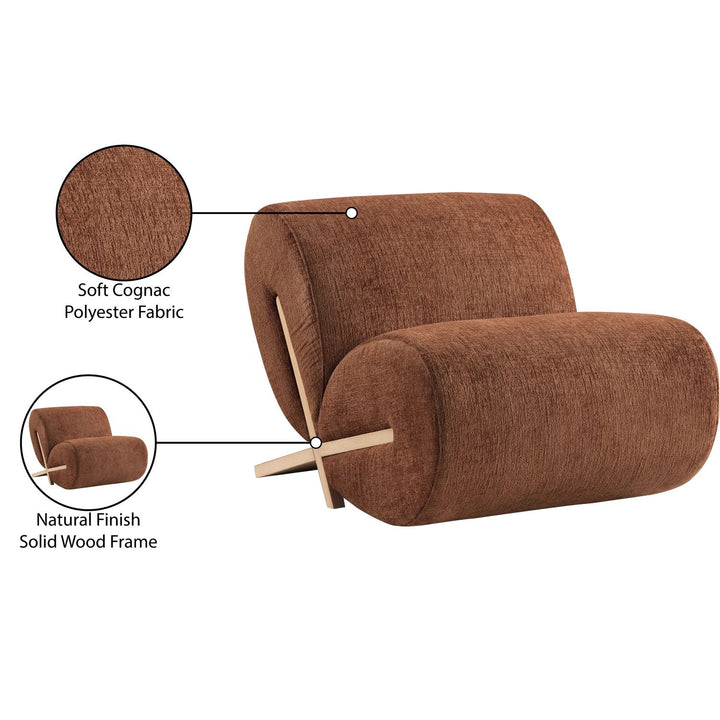 Akira Fabric Upholstered Accent Chair — Cognac / Natural