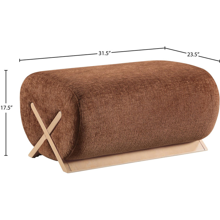 Akira Fabric Upholstered Ottoman — Cognac / Natural