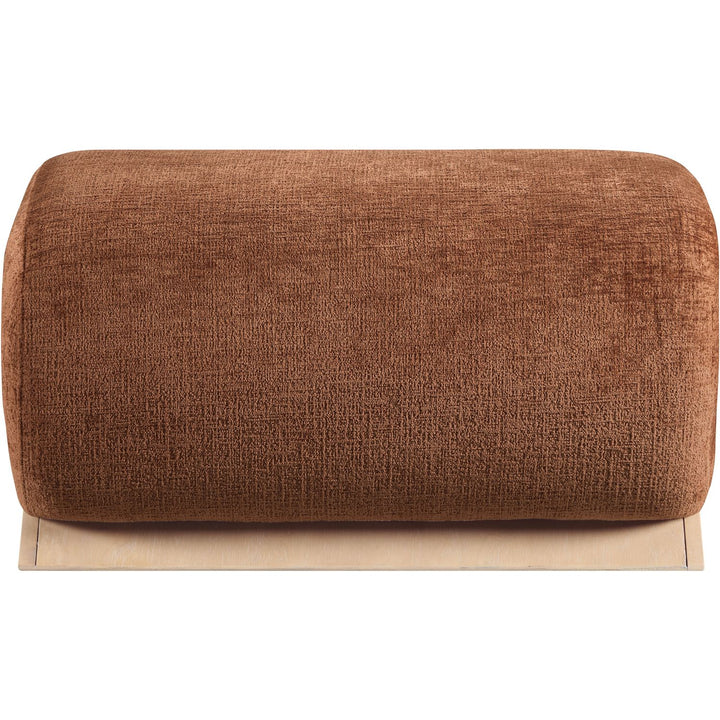Akira Fabric Upholstered Ottoman — Cognac / Natural