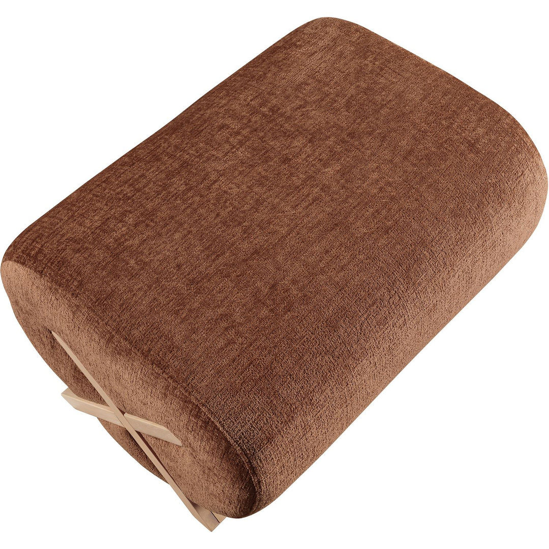 Akira Fabric Upholstered Ottoman — Cognac / Natural