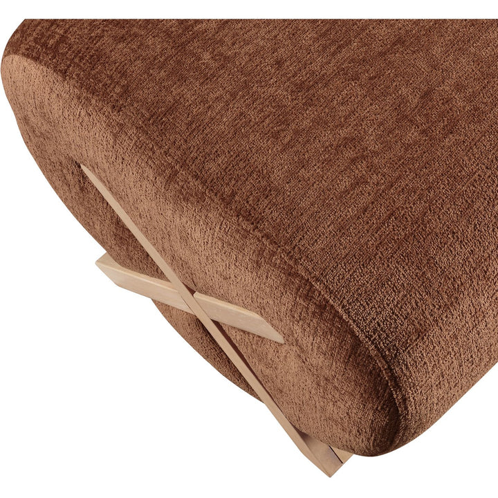Akira Fabric Upholstered Ottoman — Cognac / Natural