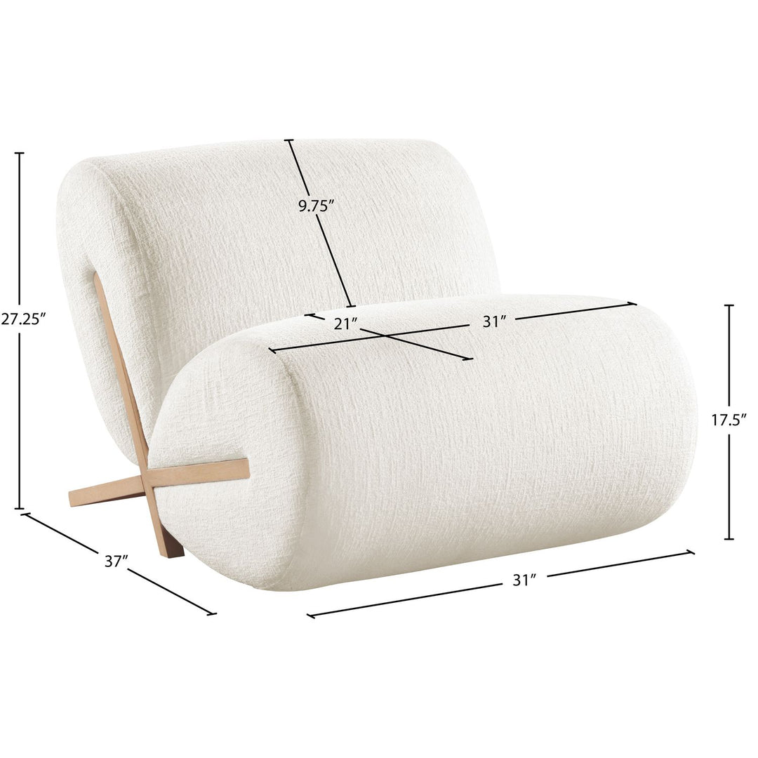 Akira Fabric Upholstered Accent Chair — Cream / Natural