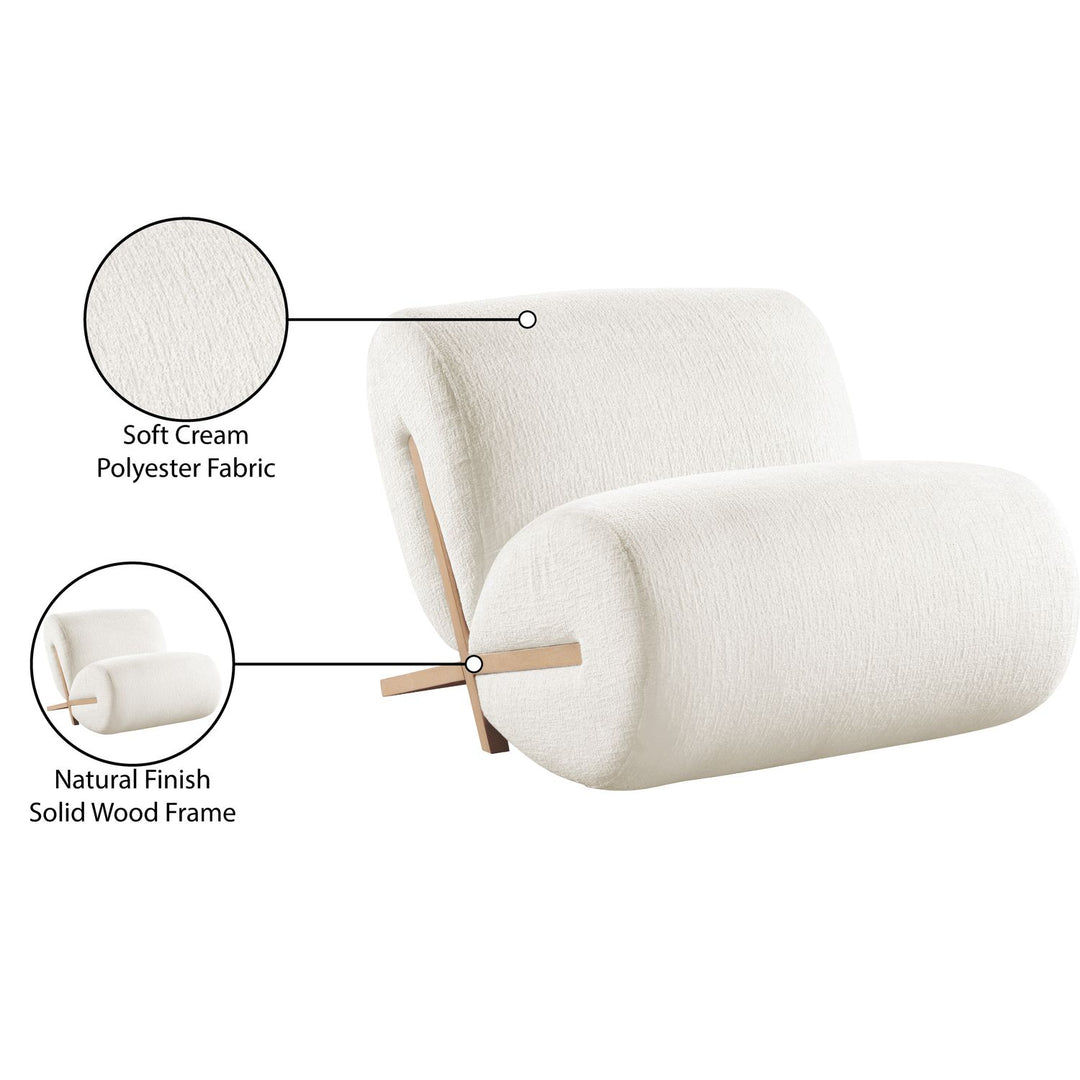 Akira Fabric Upholstered Accent Chair — Cream / Natural