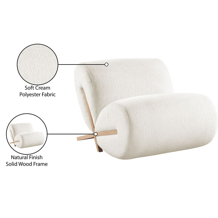 Akira Fabric Upholstered Accent Chair — Cream / Natural