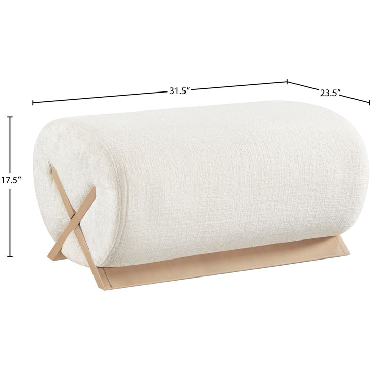 Akira Fabric Upholstered Ottoman — Cream / Natural