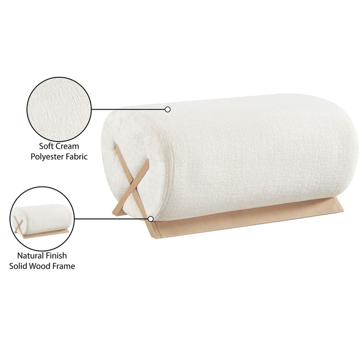 Akira Fabric Upholstered Ottoman — Cream / Natural